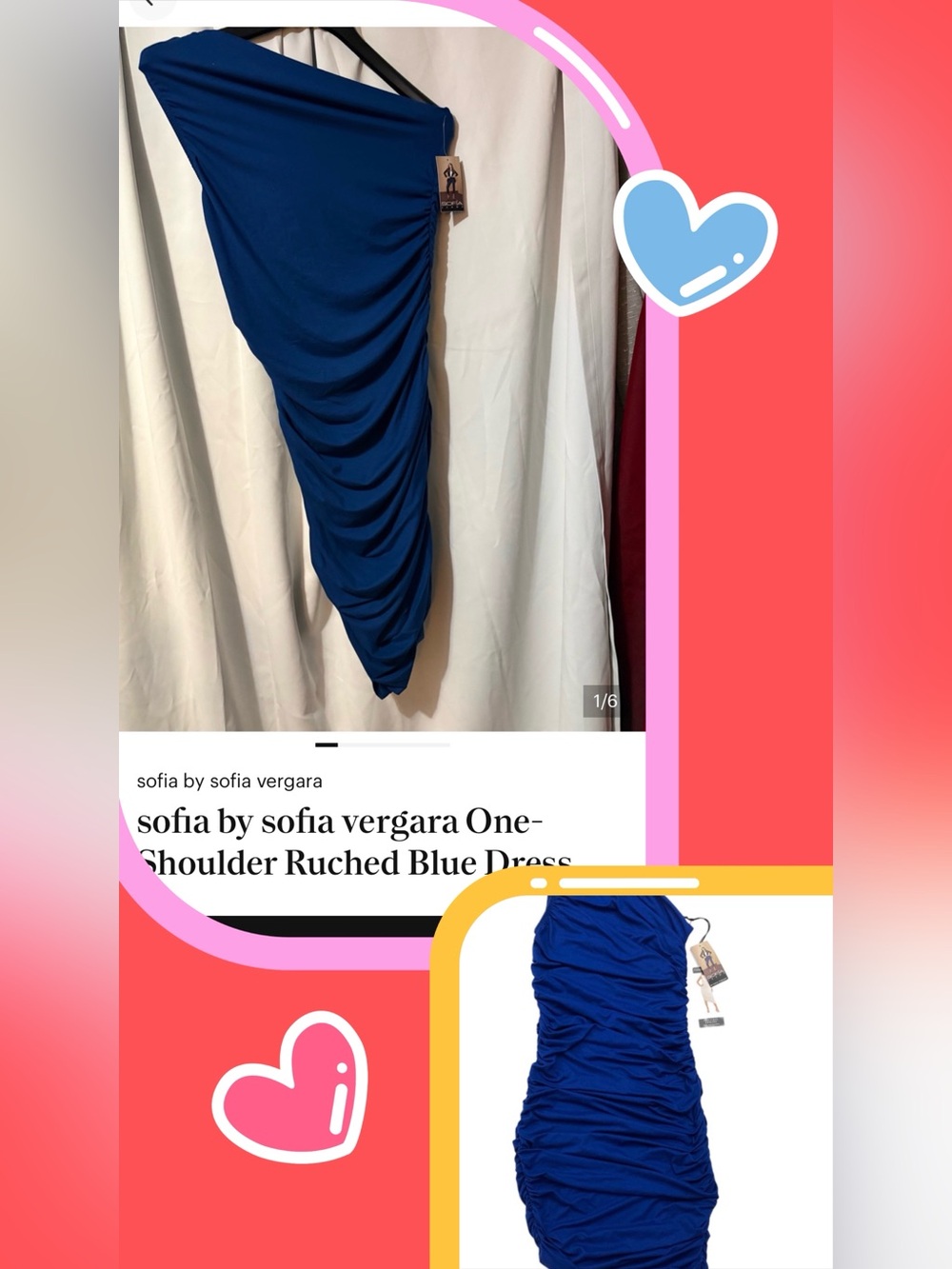sofia by sofia vergara One-Shoulder Ruched Blue Dress